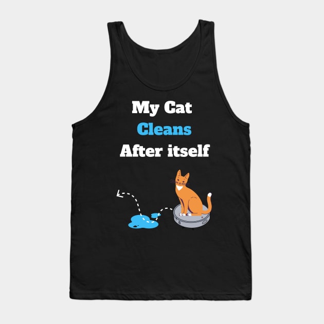 Funny elegant cat riding on vacuum robot cleaner Tank Top by Artstastic